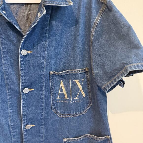 Armani Exchange Vintage made in USA SZ XS Blazer Coat Style Denim Jacket 1876 - Picture 2 of 7